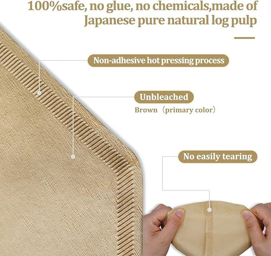 #4 Cone Coffee Filter 8-12 cup, Unbleached Natural Paper, No Blowout, Disposable for Pour Over and Drip Coffee Maker, 100 Count
